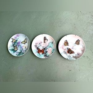 WS GEORGE Lena-Liu Signed Xerces-Society-Sponsored Butterflies Porcelain Plates